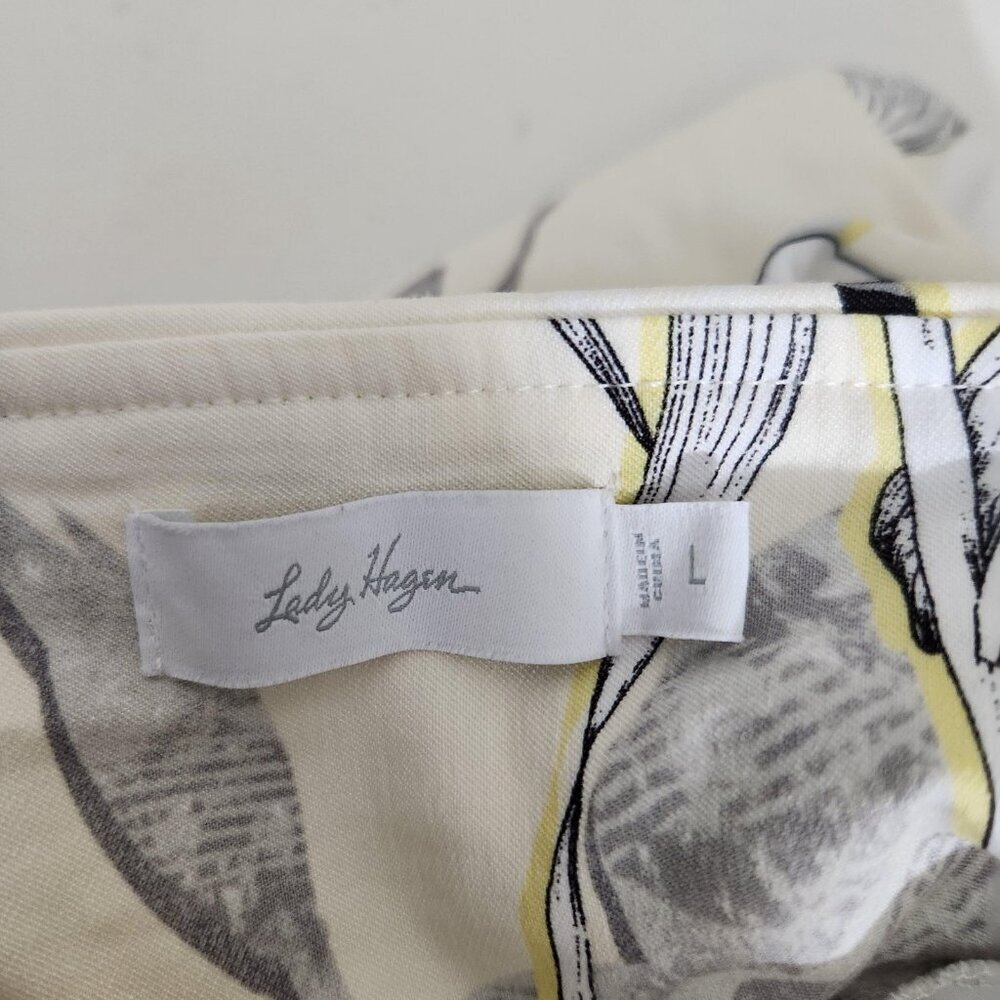 Lady Hagen Summer Skirt Skort Built-In Shorts Large Yellow Cream White Gr Floral - Picture 6 of 9
